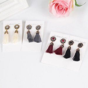 Rhinestone Long Tassel Dangle Earrings